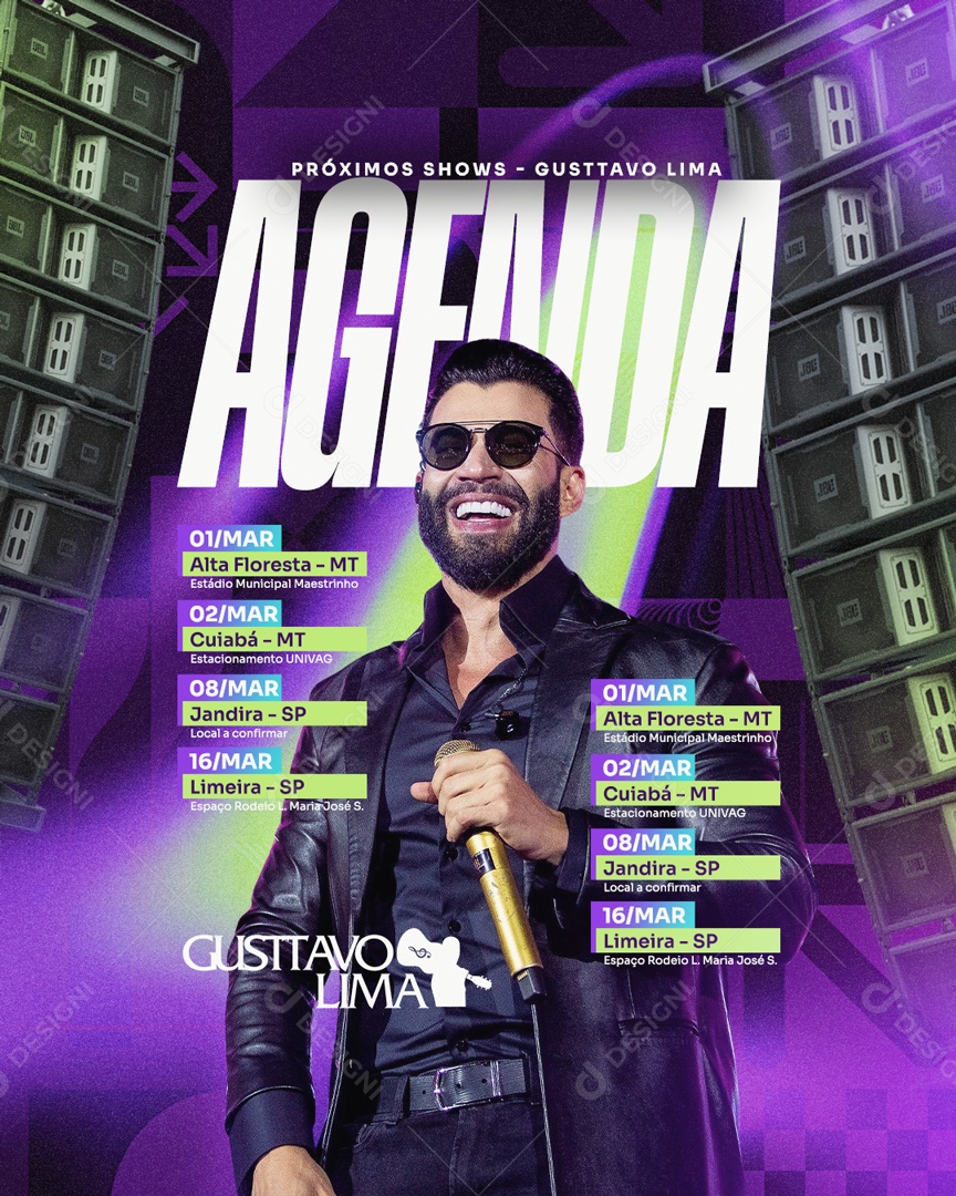 Flyer Próximos Shows Gusttavo Lima Social Media PSD Editável