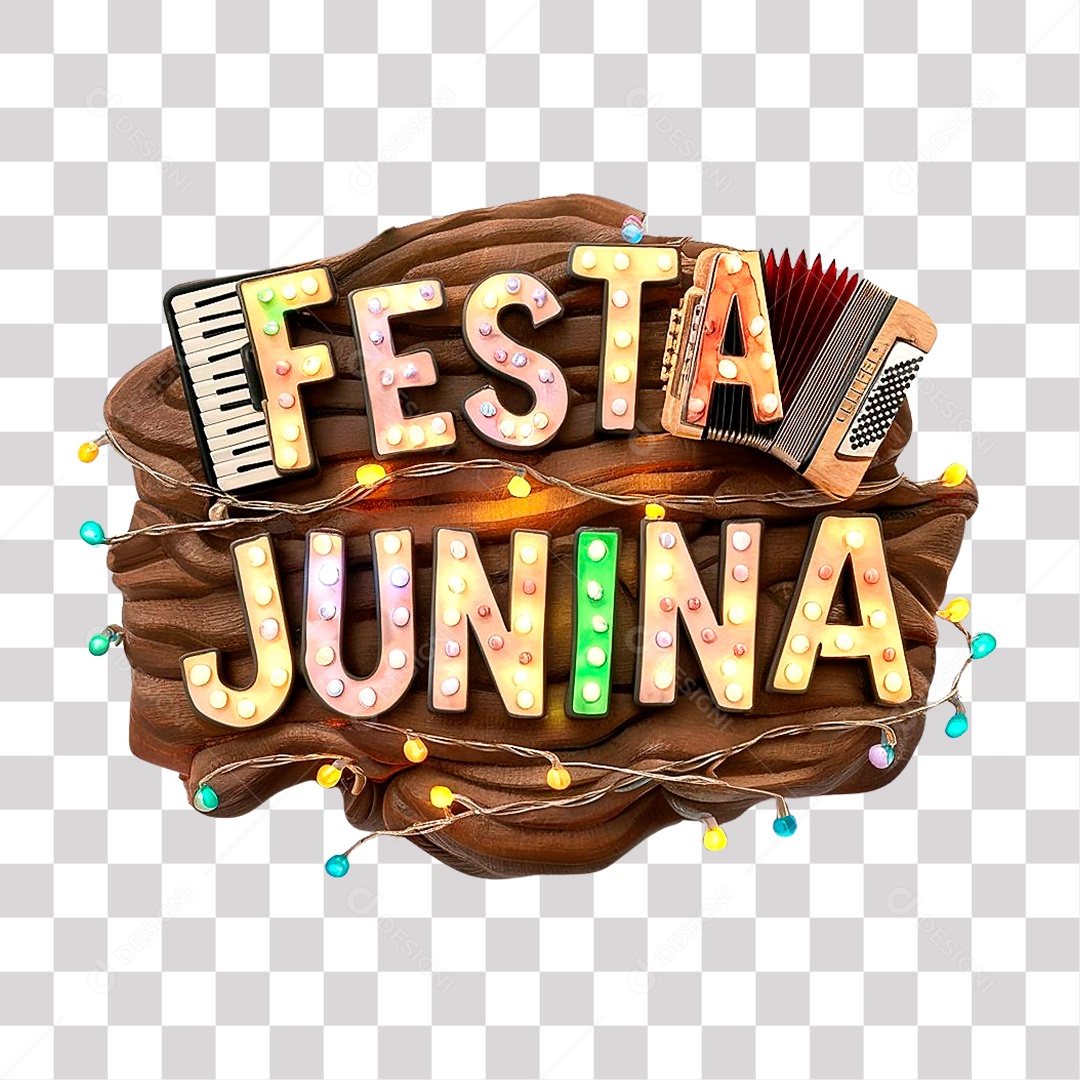 Festa Junina Selo 3D Colorido para Composição PNG Transparente