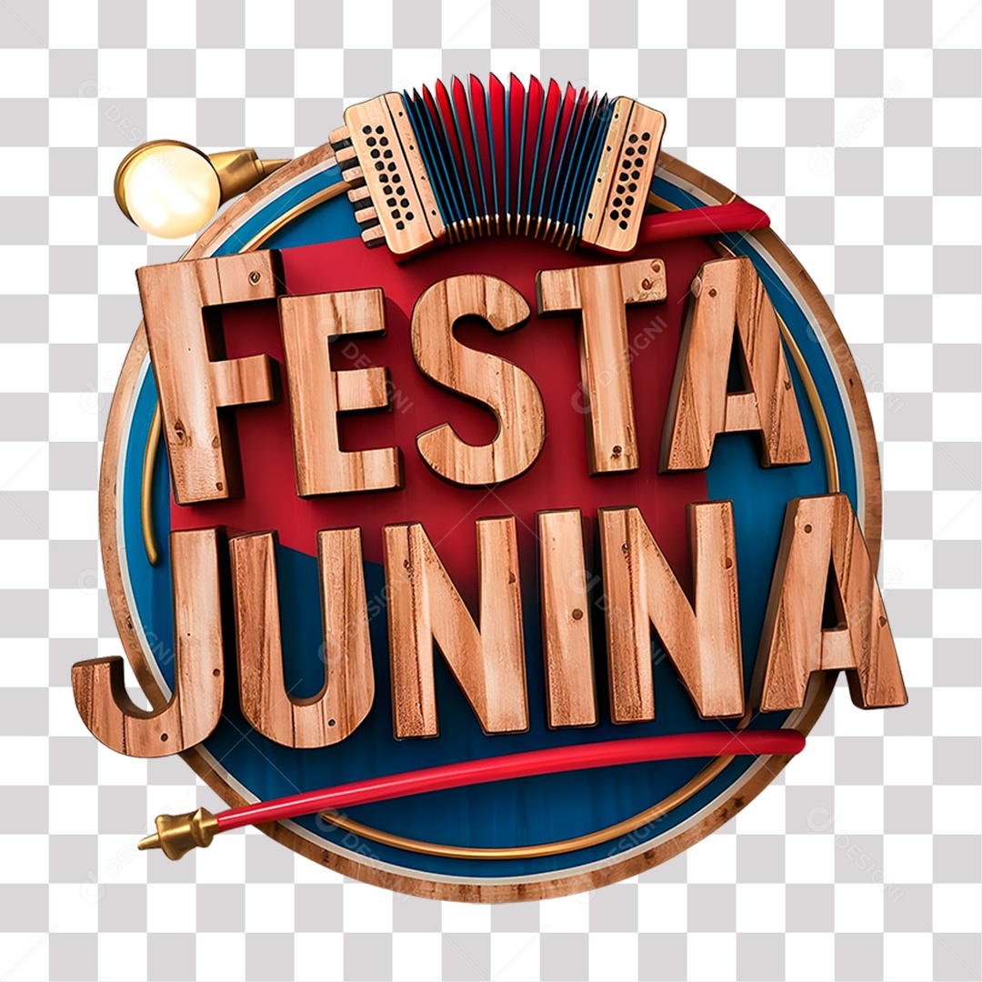 Festa Junina Selo 3D Colorido para Composição PNG Transparente