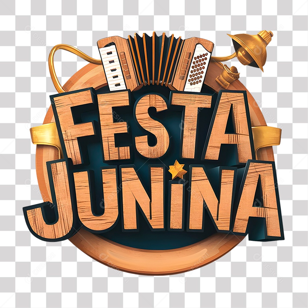 Selo 3D Festa Junina para Composição PNG Transparente