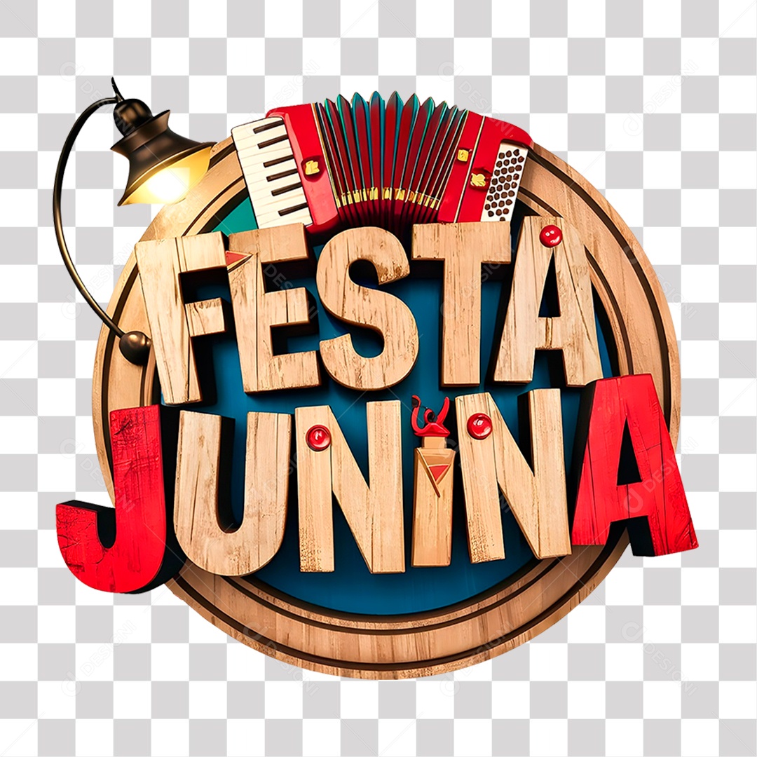 Festa Junina Selo 3D Colorido para Composição PNG Transparente