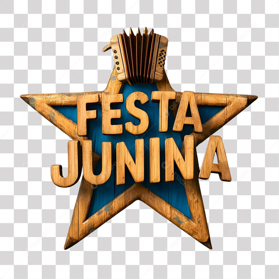 Selo 3D Festa Junina para Composição PNG Transparente