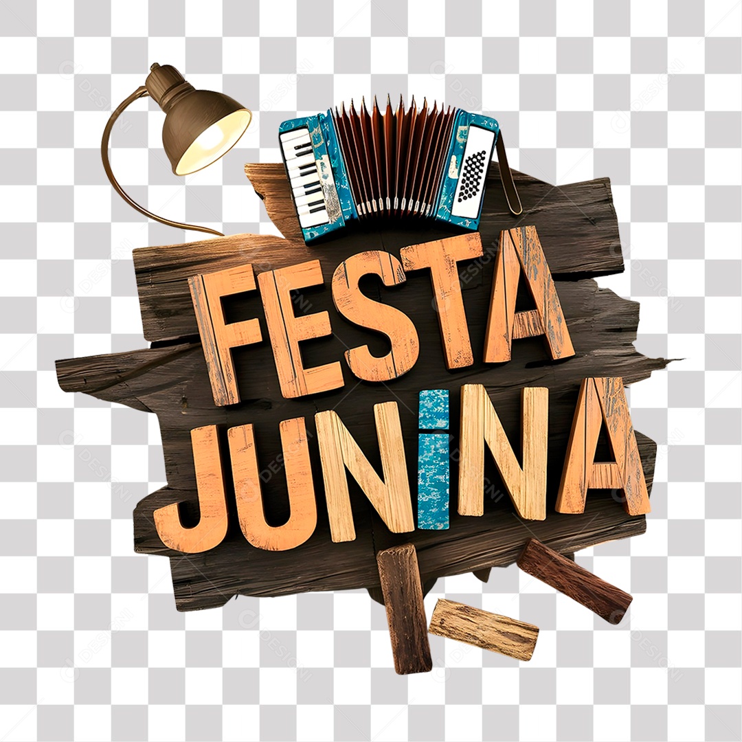 Selo 3D Festa Junina para Composição PNG Transparente