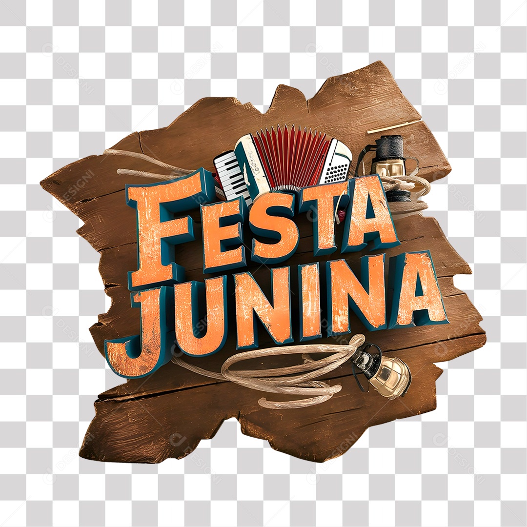 Festa Junina Selo 3D para Composição PNG Transparente