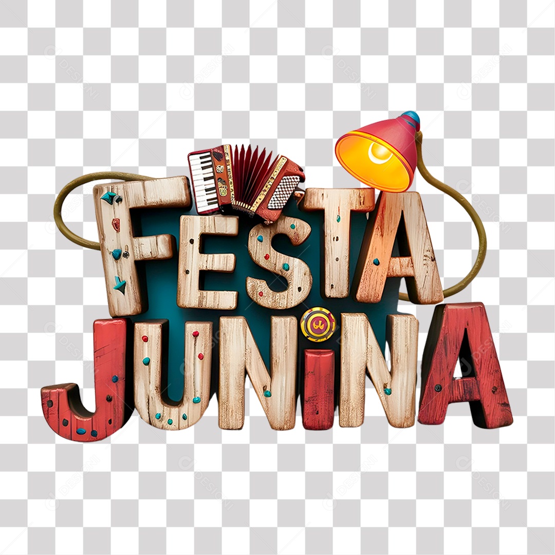 Festa Junina Selo 3D Colorido para Composição PNG Transparente