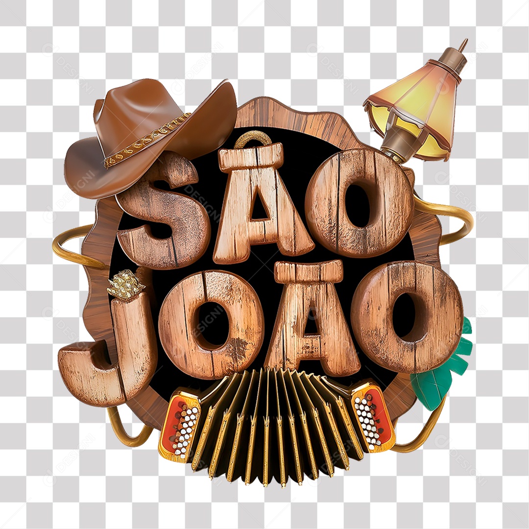 São João Selo 3D para Composição PNG Transparente