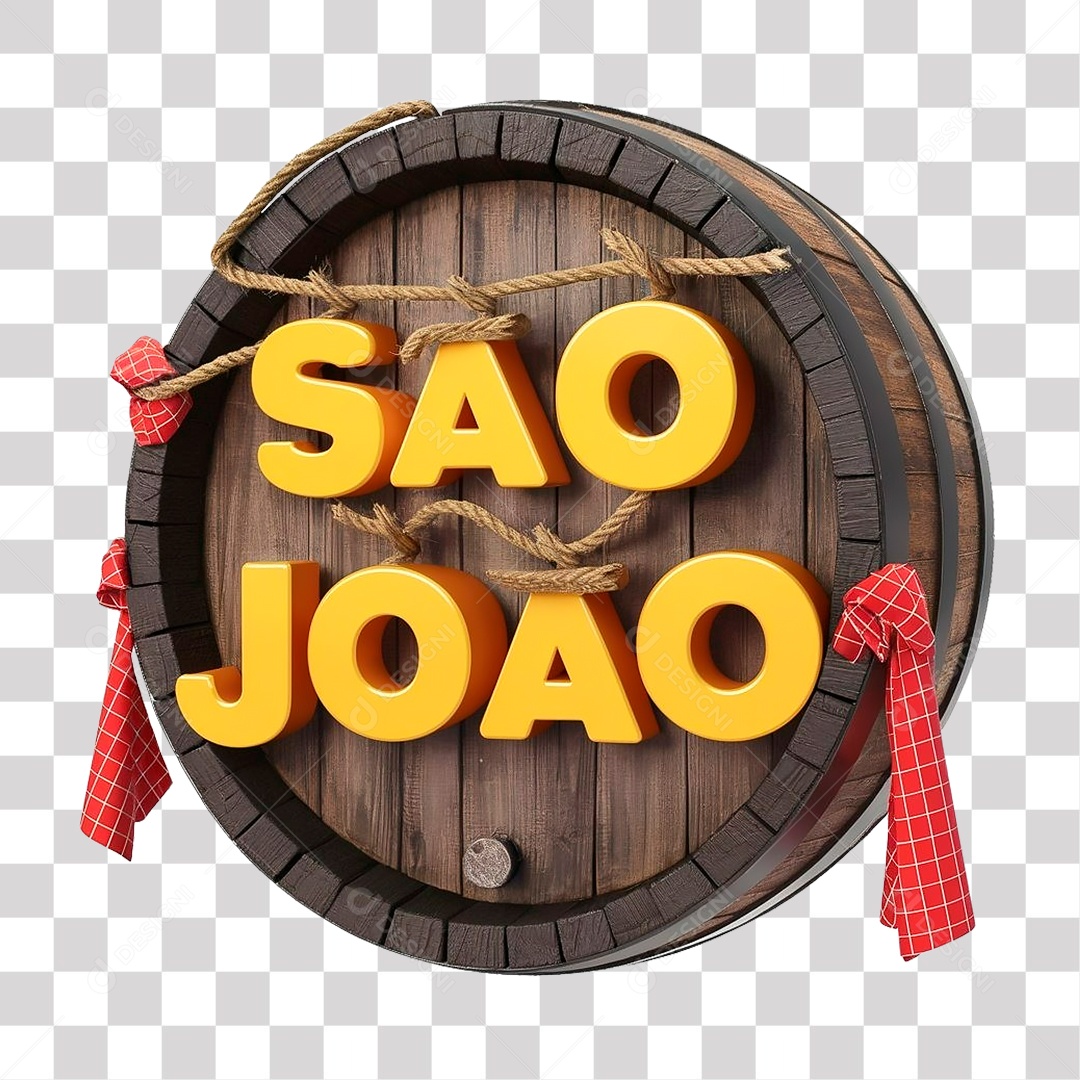 São João Selo 3D para Composição PNG Transparente