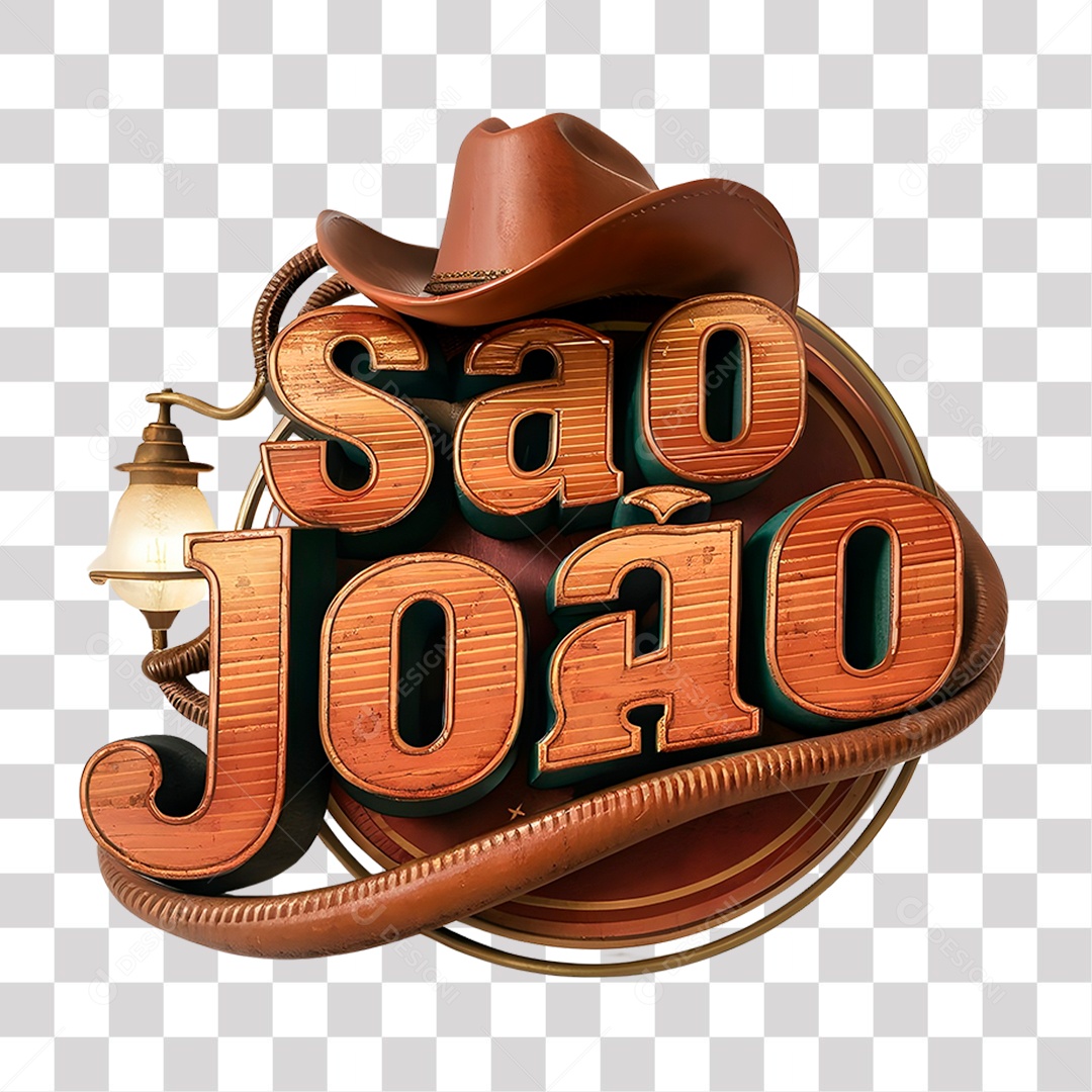 São João Selo 3D para Composição PNG Transparente
