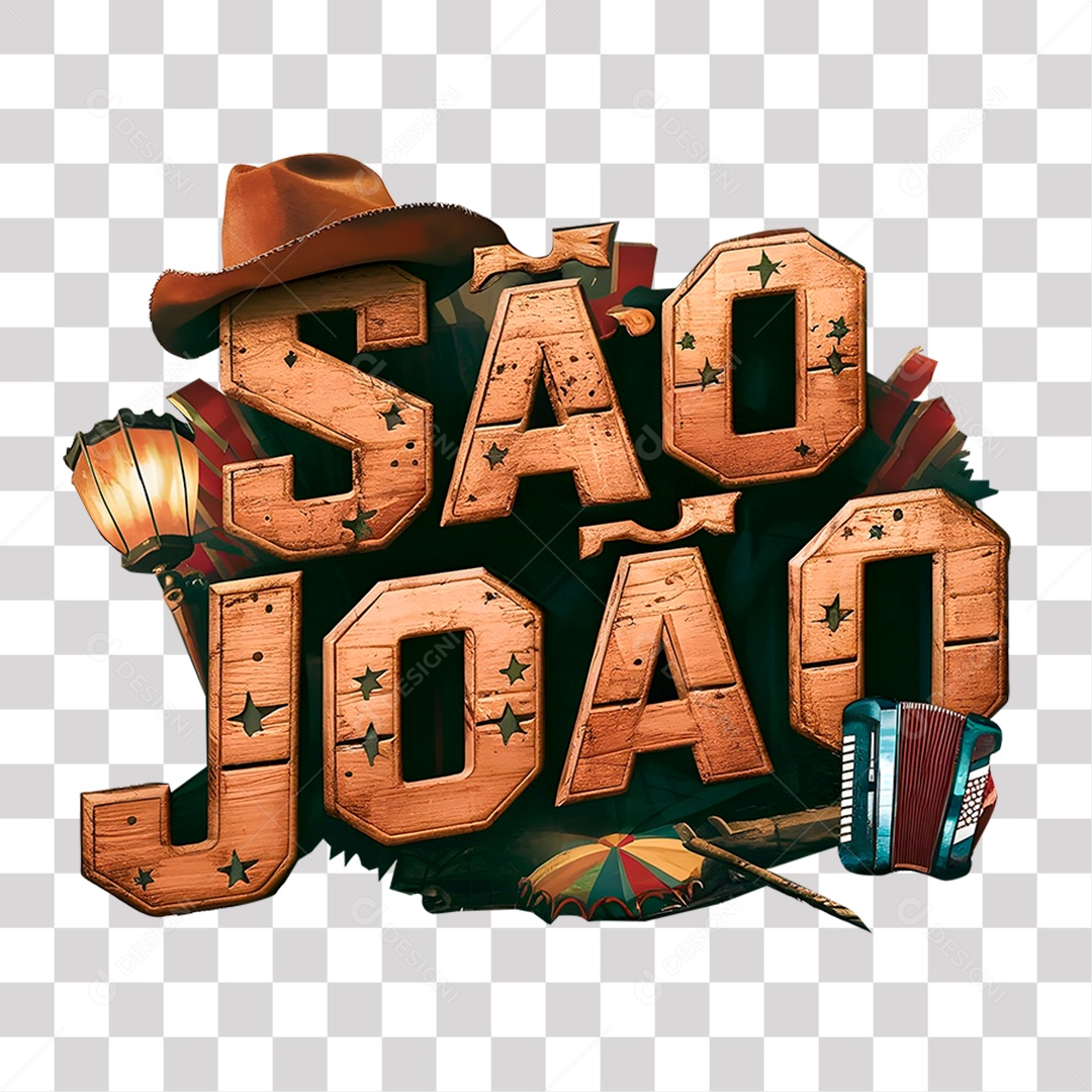 São João Selo 3D para Composição PNG Transparente