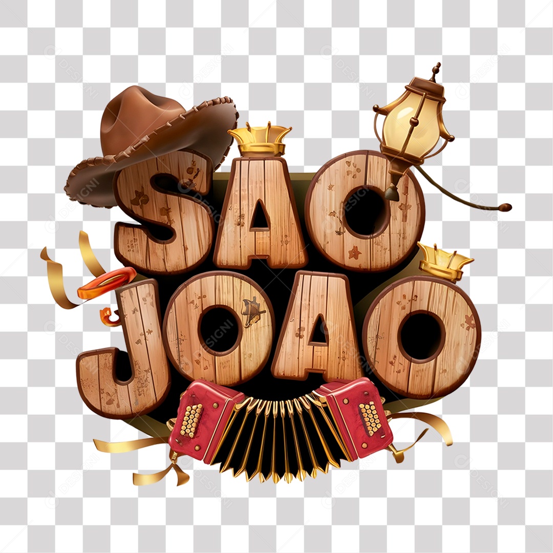 São João Selo 3D para Composição PNG Transparente