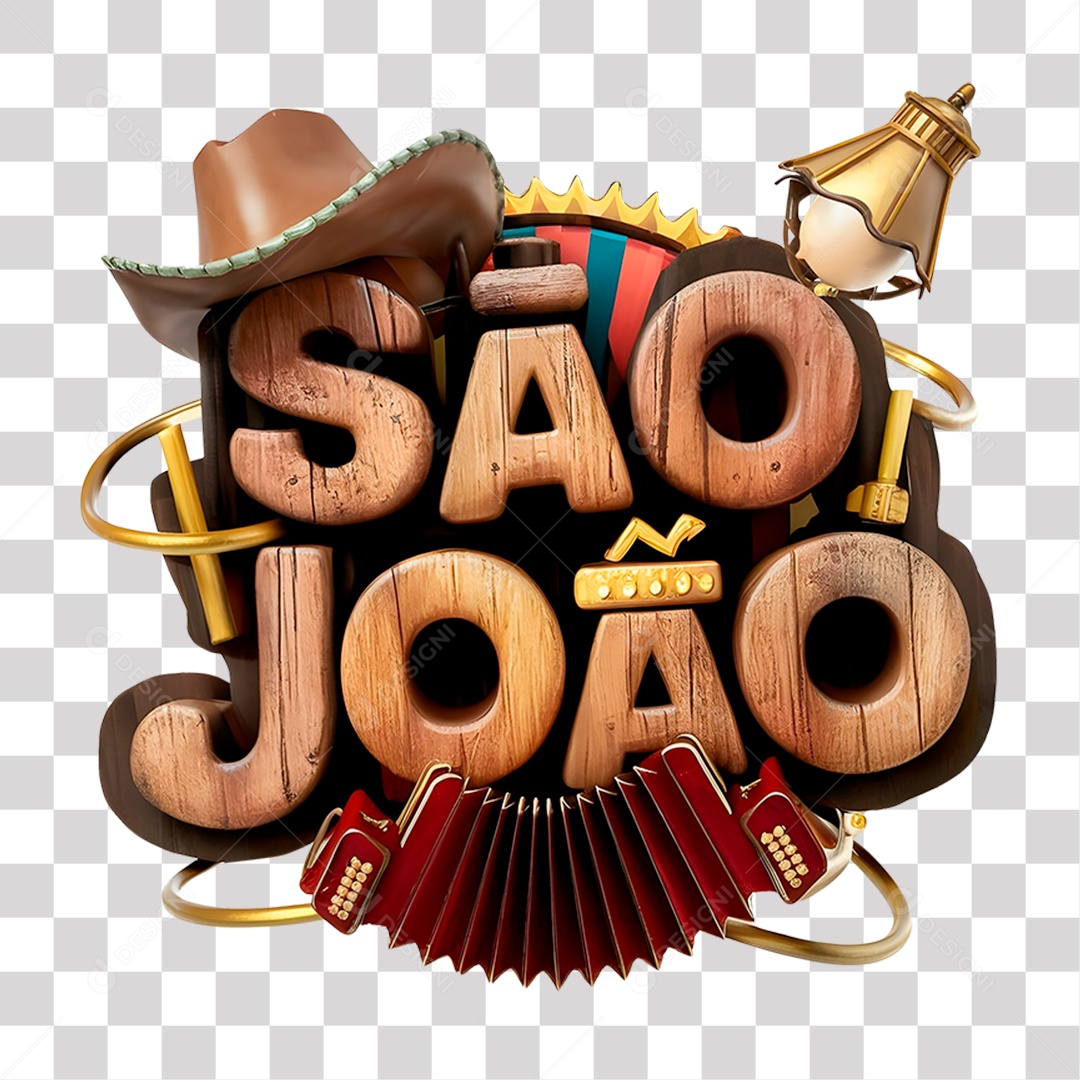 São João Selo 3D para Composição PNG Transparente