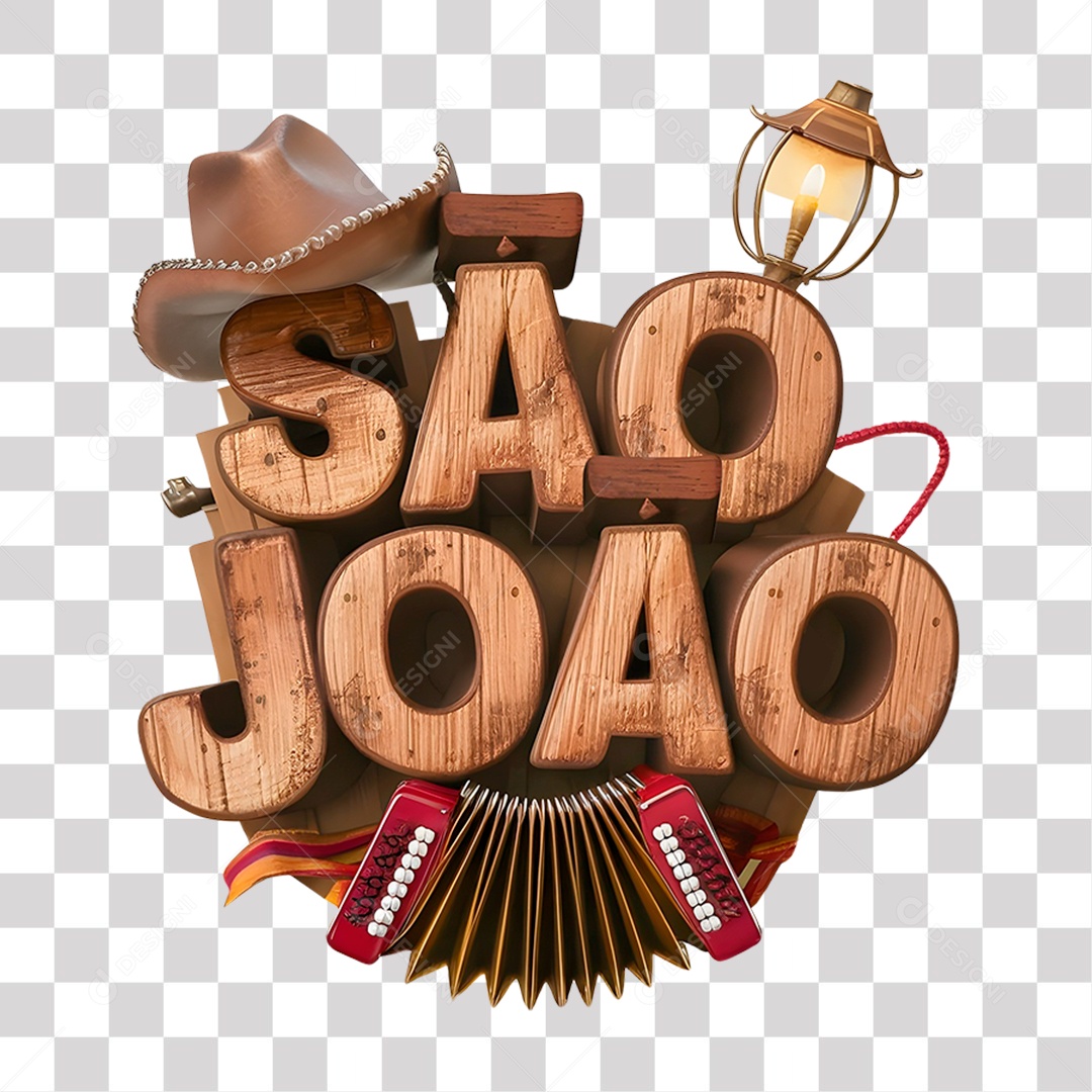 Selo 3D São João para Composição PNG Transparente