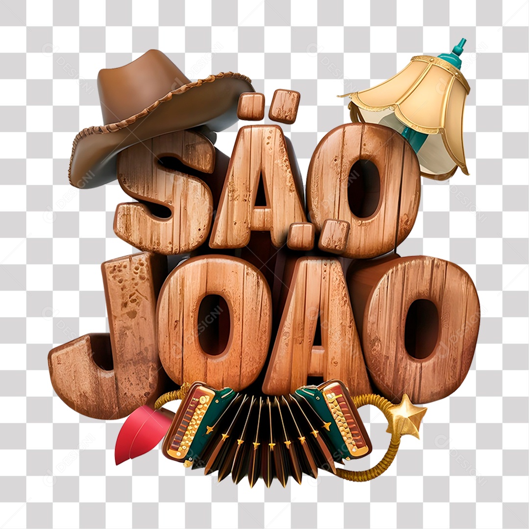 São João Selo 3D para Composição PNG Transparente