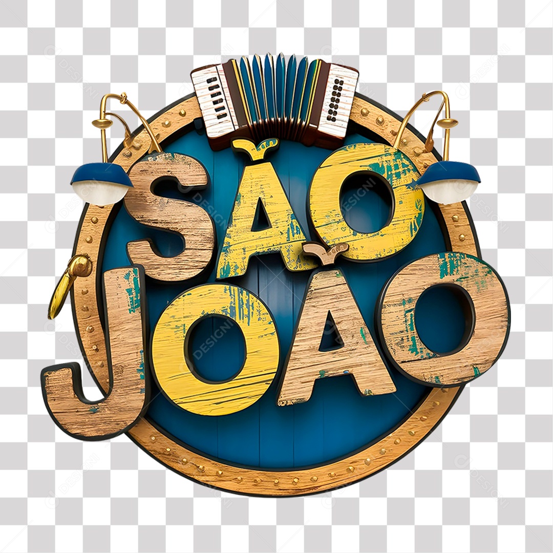 Selo 3D São João para Composição PNG Transparente