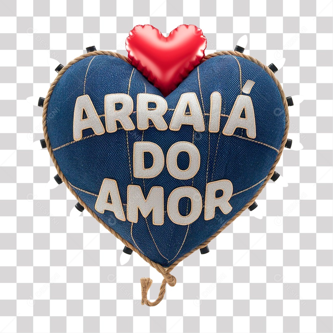 Selo 3D Arraiá do Amor para Composição PNG Transparente