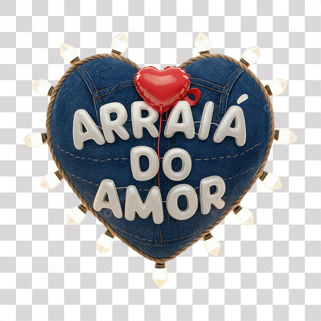 Arraiá do Amor Selo 3D para Composição PNG Transparente
