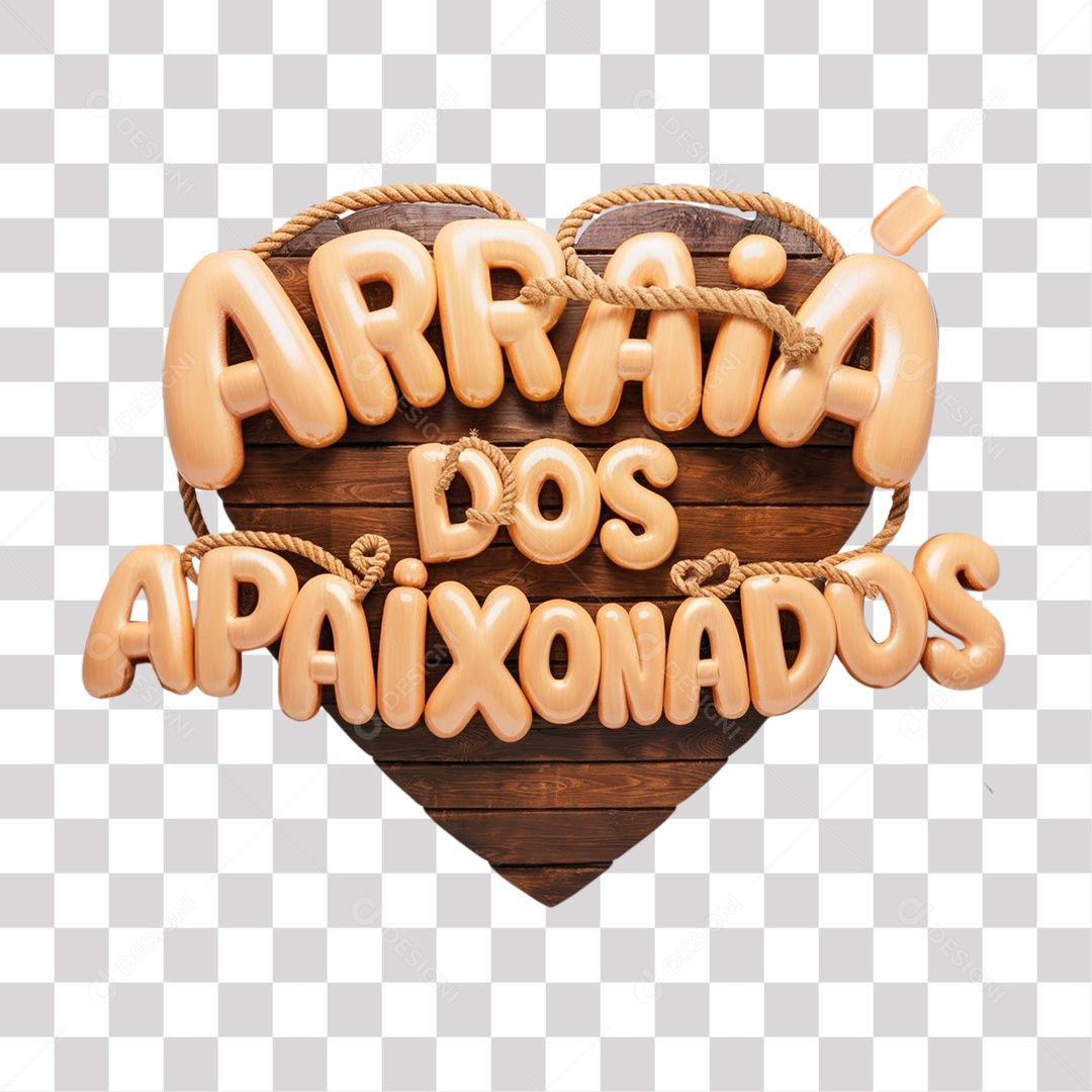 Selo 3D Arraia dos Apaixonado para Composição PNG Transparente