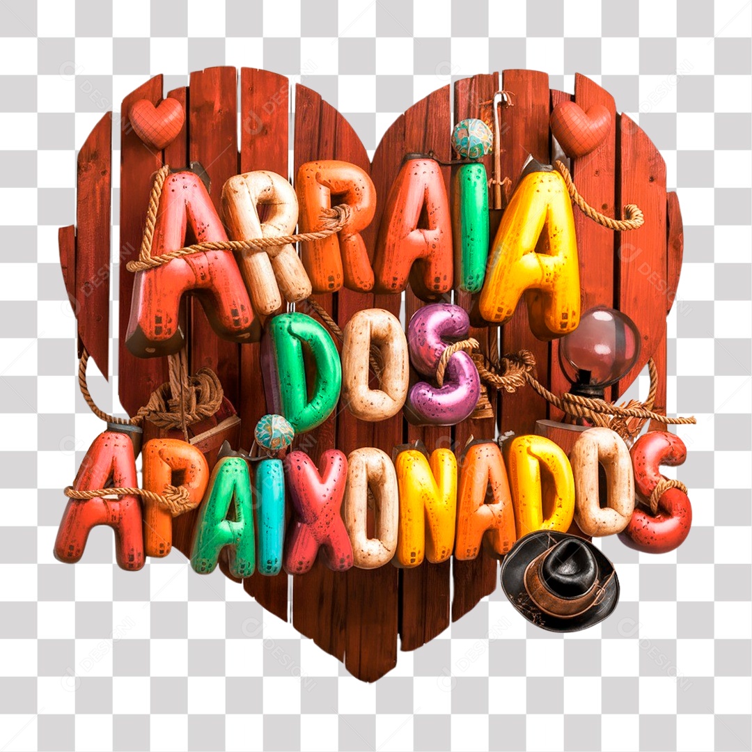 Arraia dos Apaixonado Selo 3D para Composição PNG Transparente