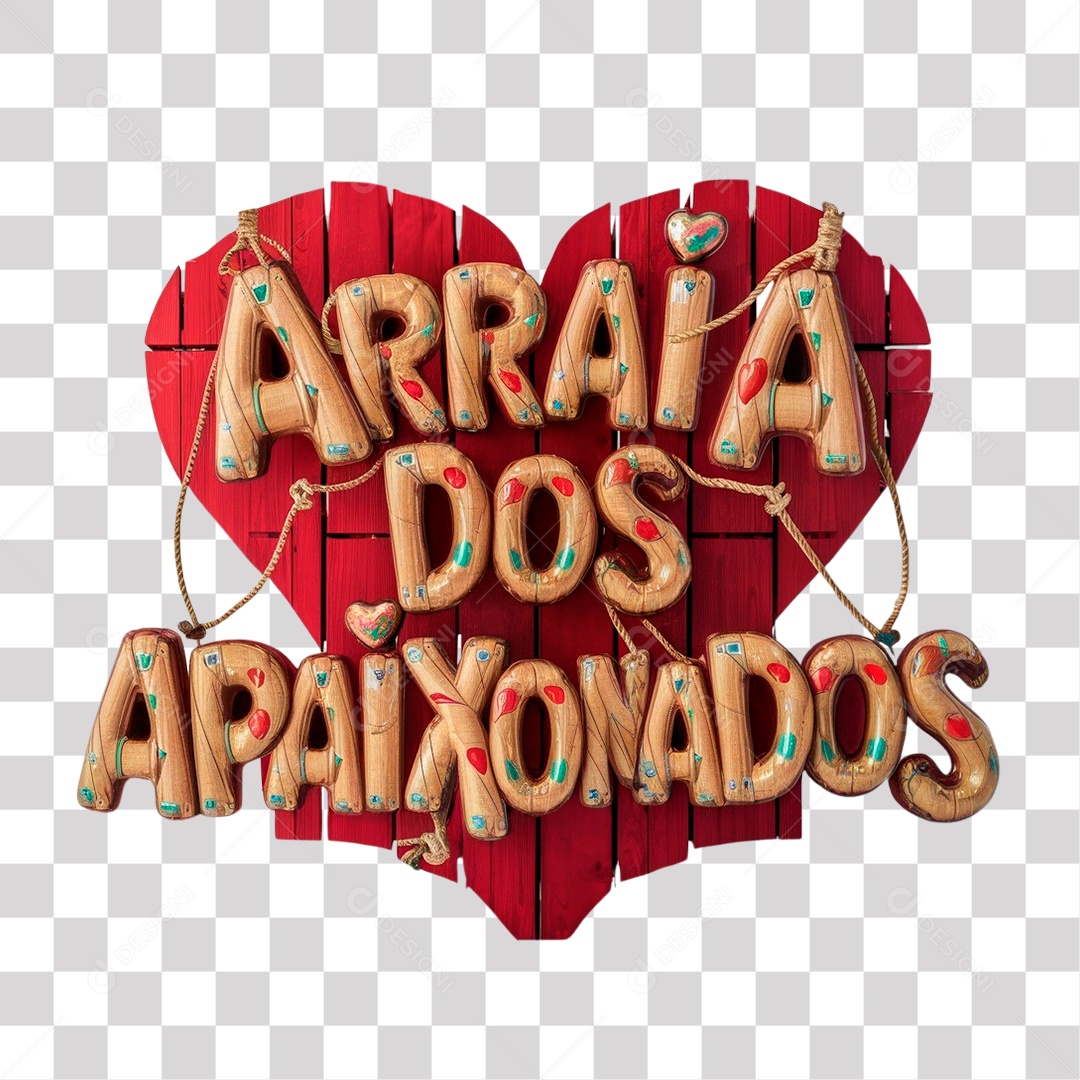 Selo 3D Arraia dos Apaixonado para Composição PNG Transparente