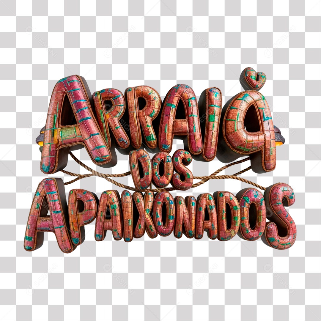 Selo 3D Arraia dos Apaixonado para Composição PNG Transparente