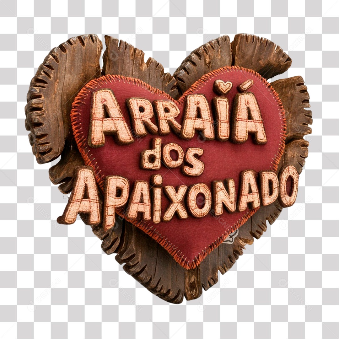 Selo 3D Arraia dos Apaixonado para Composição PNG Transparente