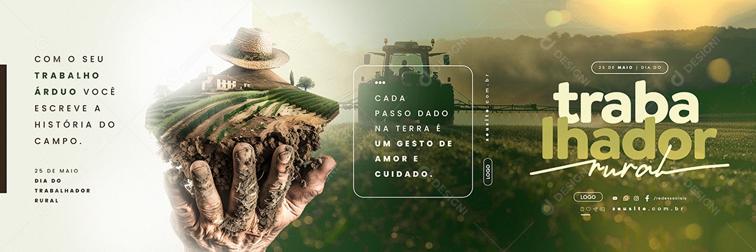 Carrossel Dia do Trabalhador Rural 25 de Maio Um Gesto de Amor e Cuidado Social Media PSD Editável