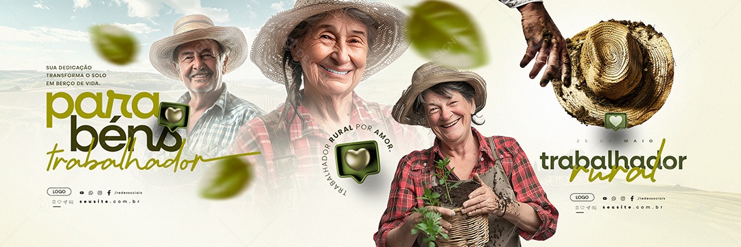 Carrossel Dia do Trabalhador Rural 25 de Maio Parabéns Social Media PSD Editável