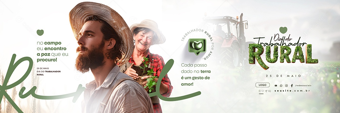 Carrossel Dia do Trabalhador Rural Cada Passo Dado é Um Gesto de Amor Social Media PSD Editável