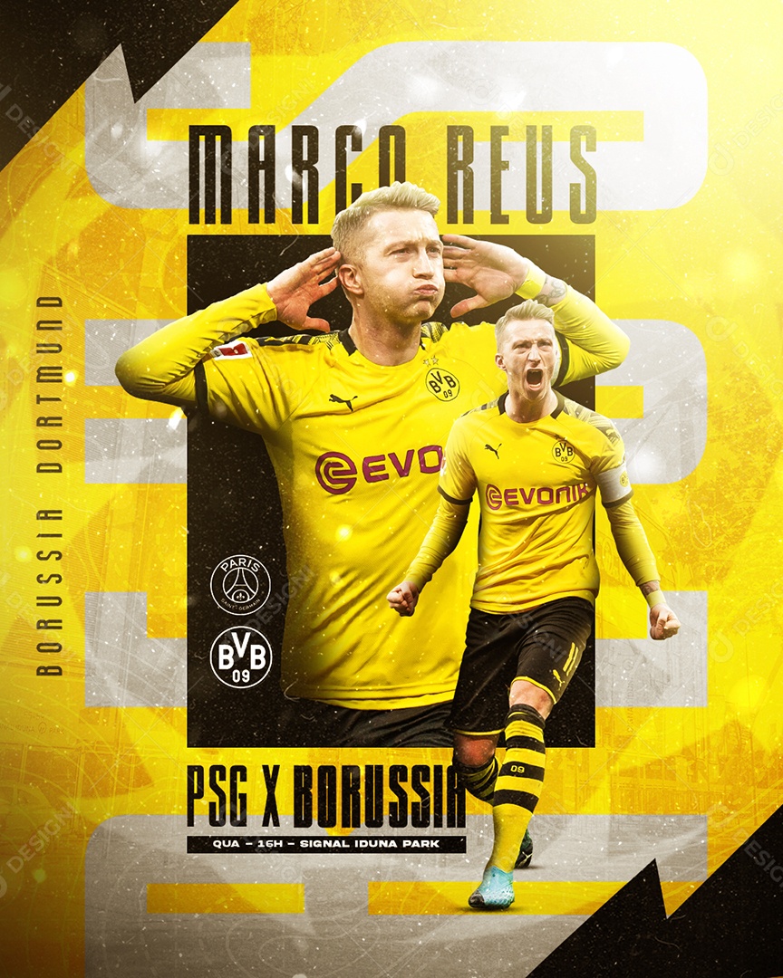 Futebol PSG X Borussia Social Media PSD Editável