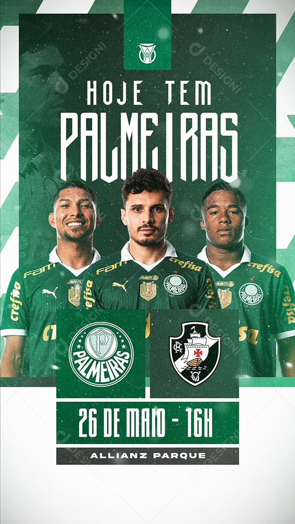 Story Futebol Hoje tem Palmeiras X Vasco Social Media PSD Editável