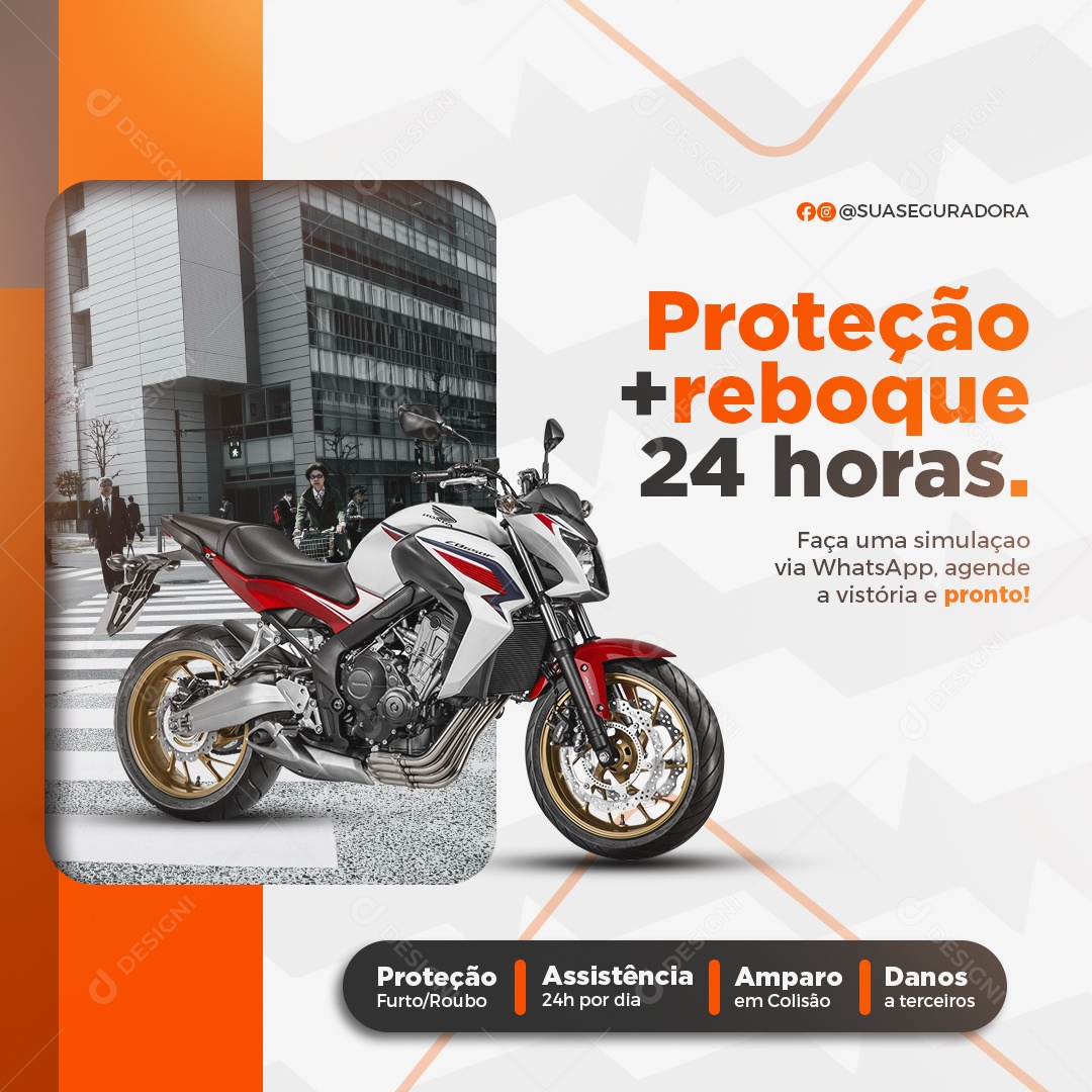 Proteção mais Reboque 24 Horas Social Media PSD Editável