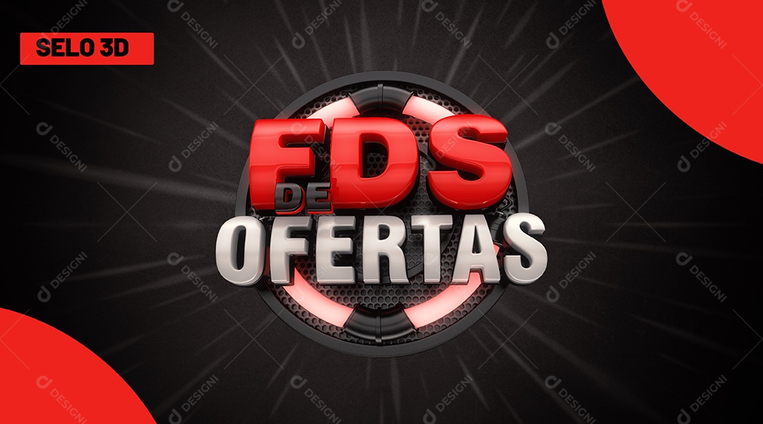 FDS de Ofertas Selo 3D Vermelho e Branco para Composição PSD