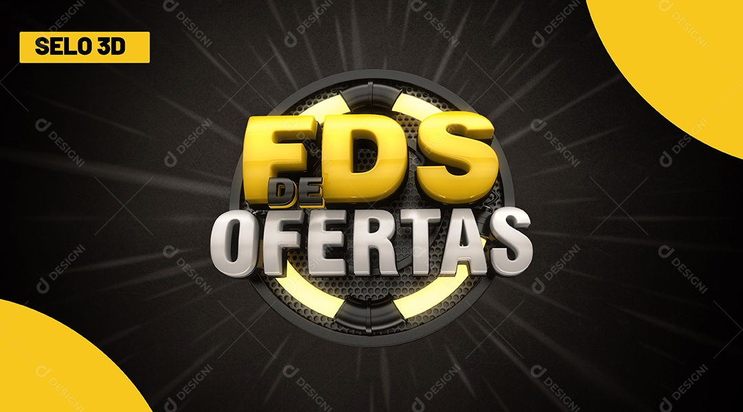 FDS de Ofertas Selo 3D Amarelo e Branco para Composição PSD