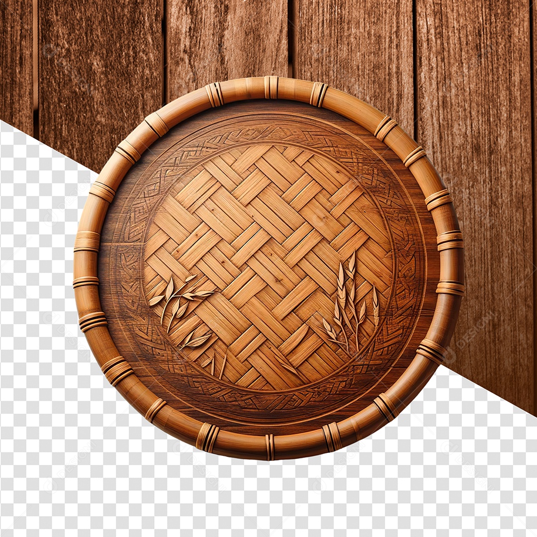 Placa de Bambu Elemento 3D Marron para Composição PSD
