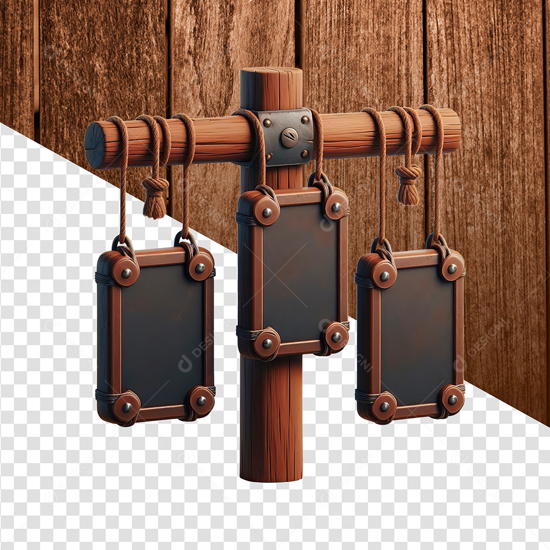 Placa Base de Ferro e Madeira Elemento 3D para Composição PSD