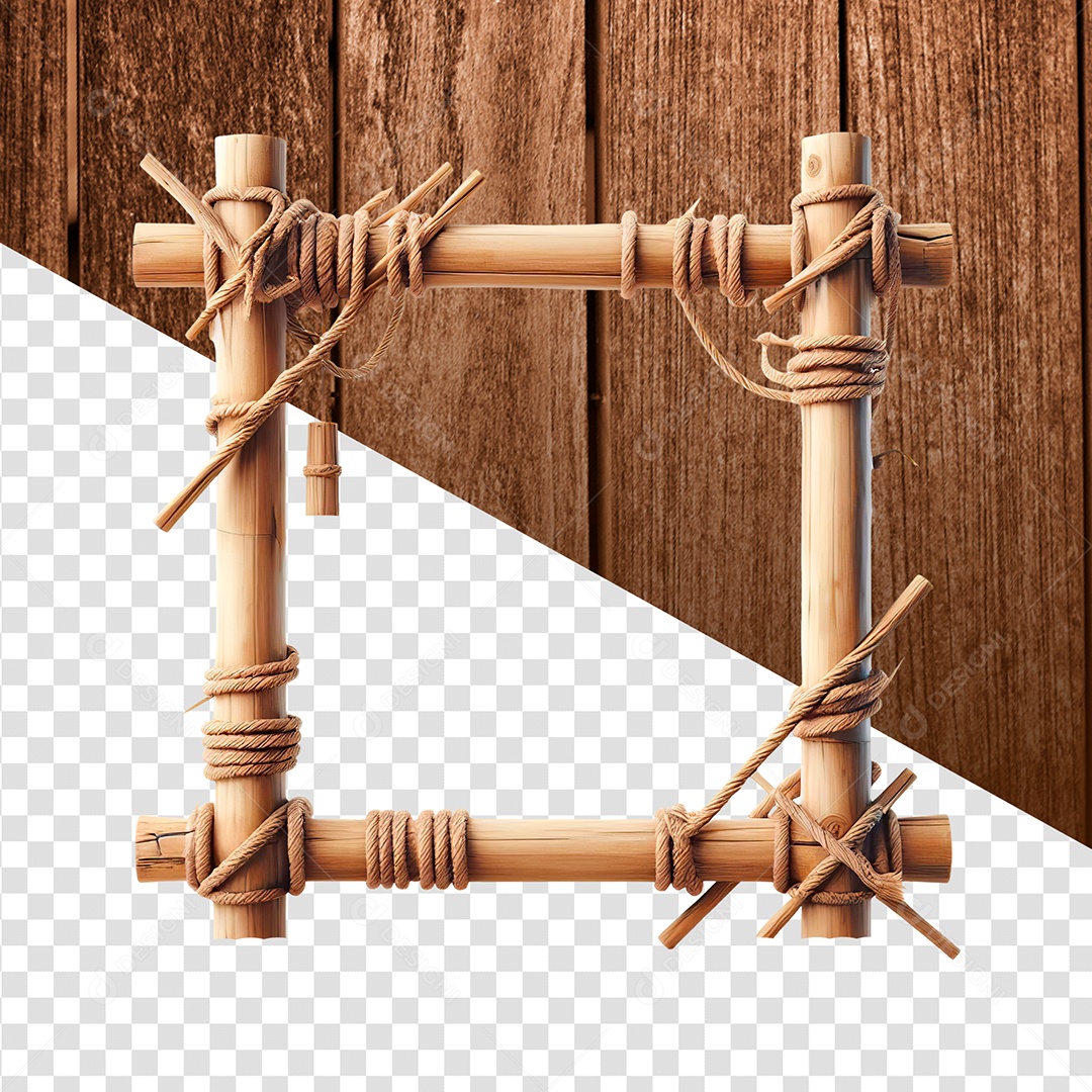 Quadro de Bambu Elemento 3D para Composição PSD