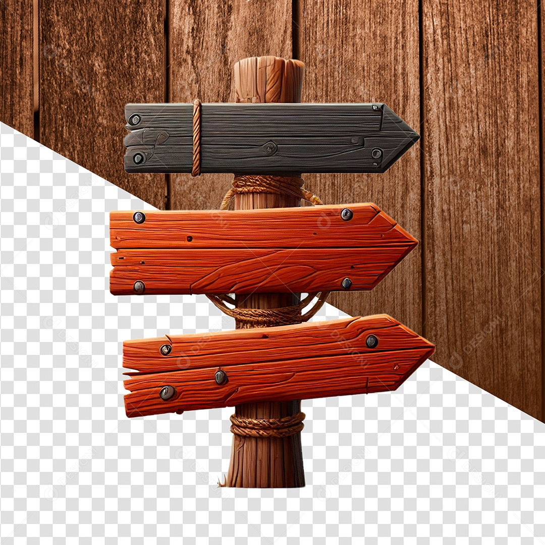 Placa de Madeira Elemento 3D Preto Marron para Composição PSD