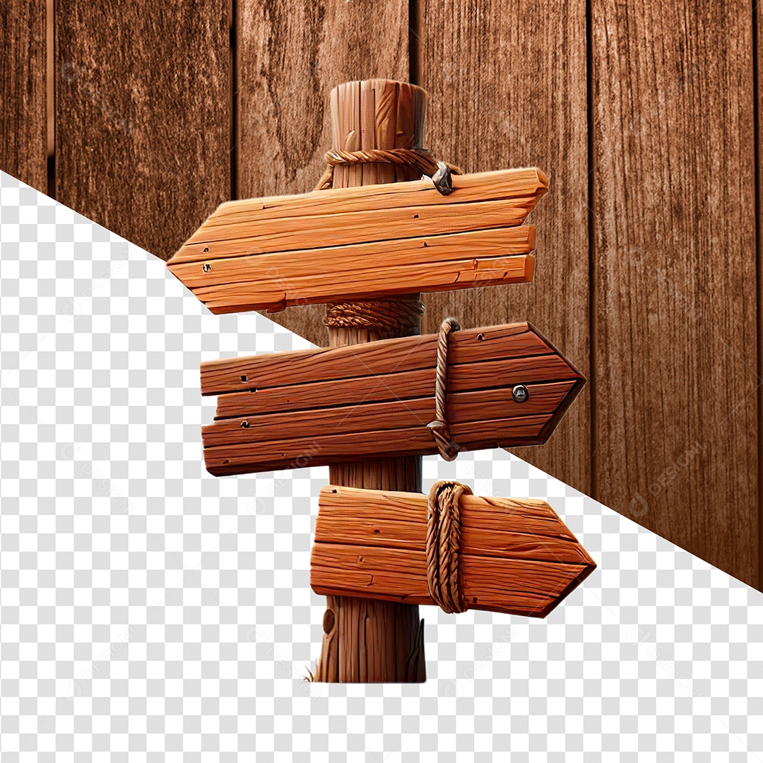 Placa de Madeira Elemento 3D Marron para Composição PSD