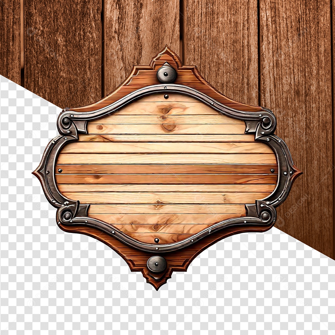 Placa de Madeira Elemento 3D para Composição PSD