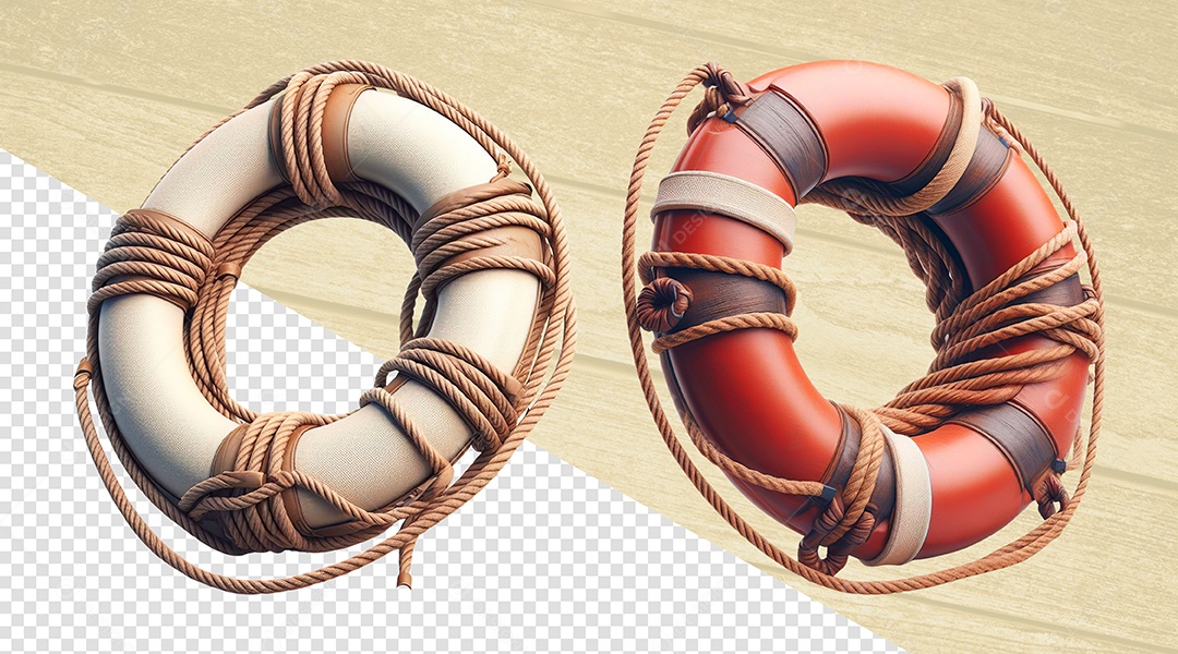 Boia de Salva Vidas Elemento 3D para Composição PSD