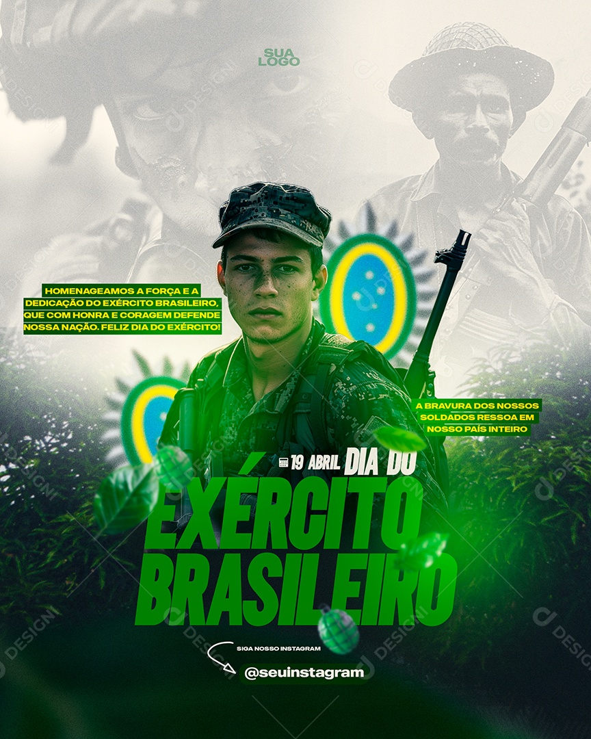 Dia Do Exército Brasileiro 19 De Abril Social Media PSD Editável