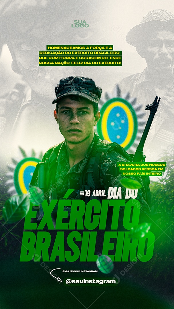 Dia Do Exército Brasileiro 19 De Abril Social Media PSD Editável