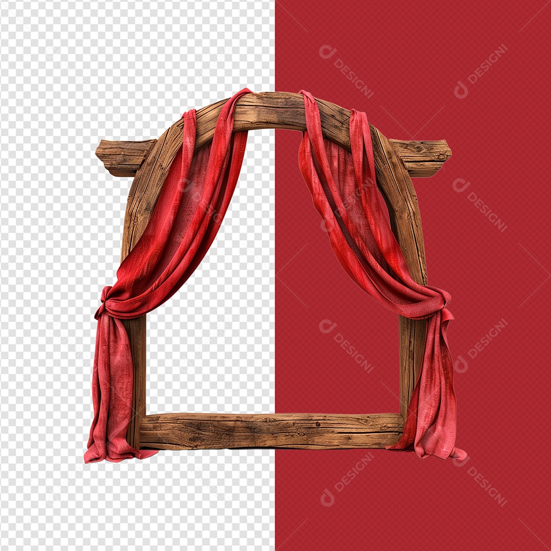 Elemento 3D Painel de Madeira Tecido para Composição PSD