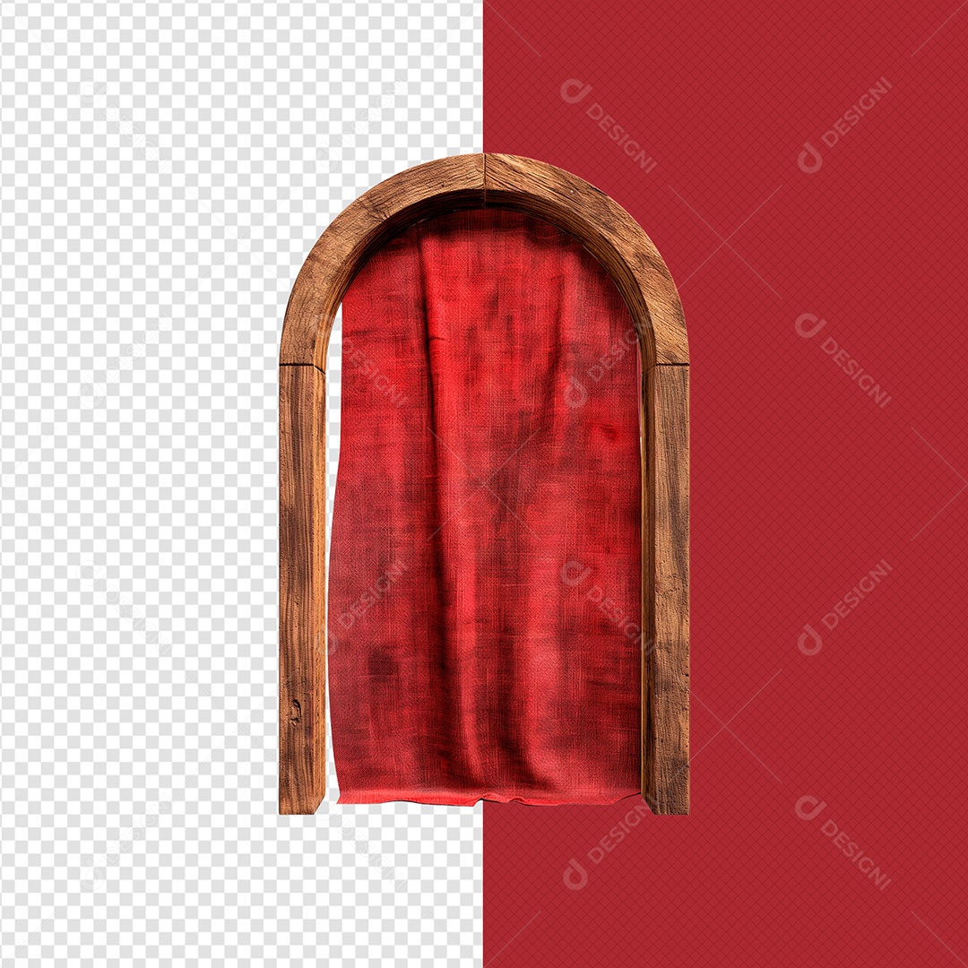 Painel de Madeira e Tecido Elemento 3D para Composição PSD