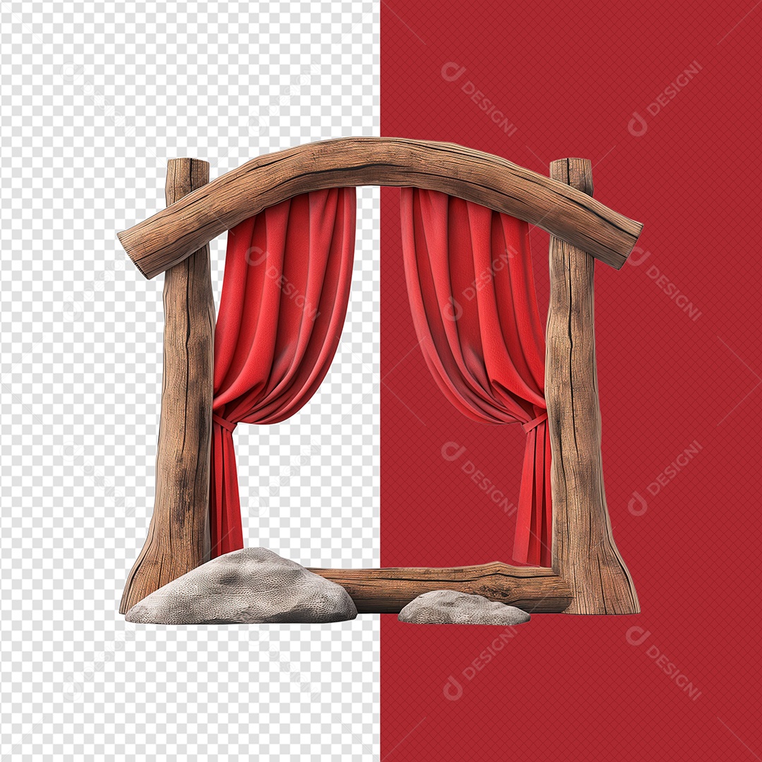 Painel Base de Madeira e Tecido Elemento 3D para Composição PSD