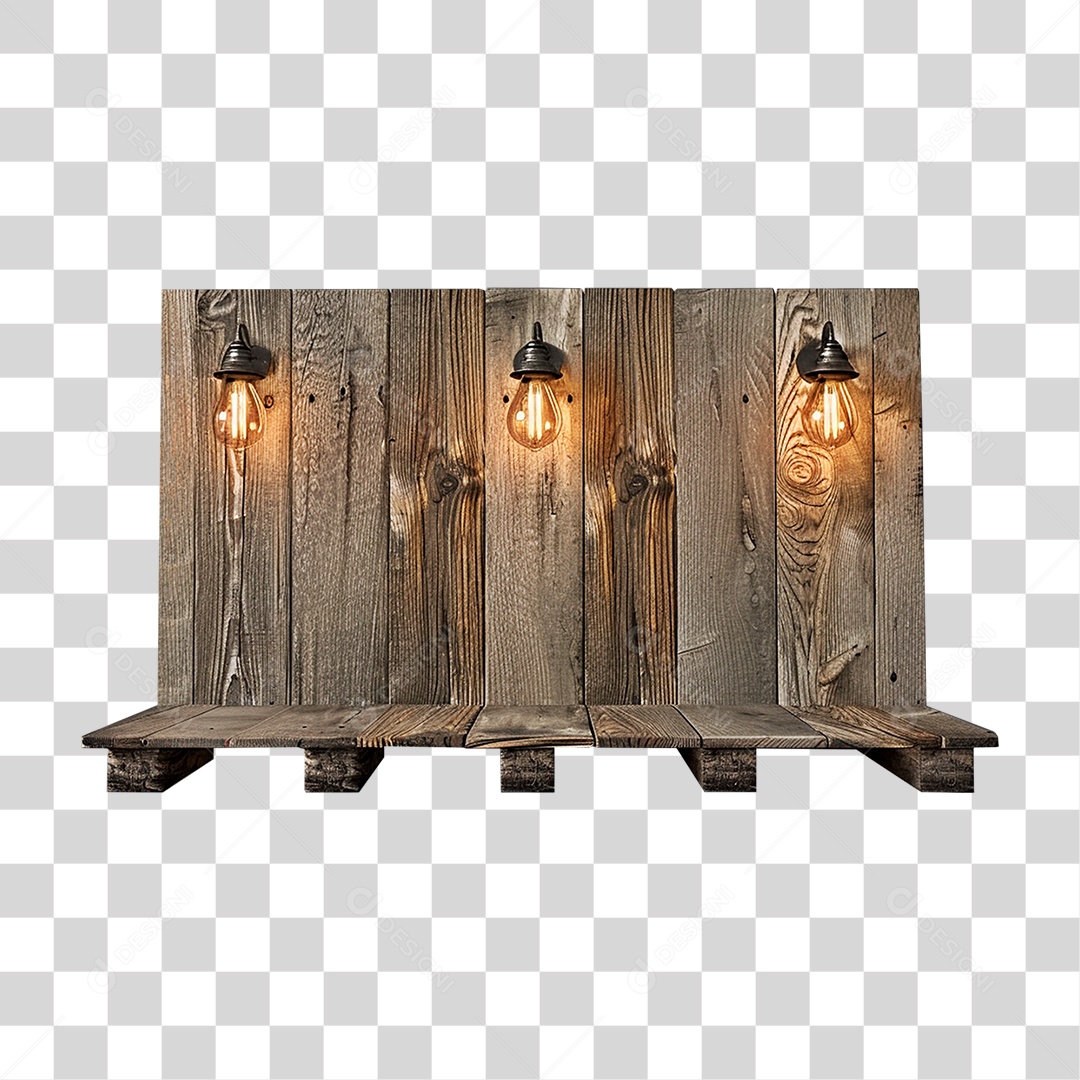 Placa de Madeira Luzes Lâmpadas PNG Transparente