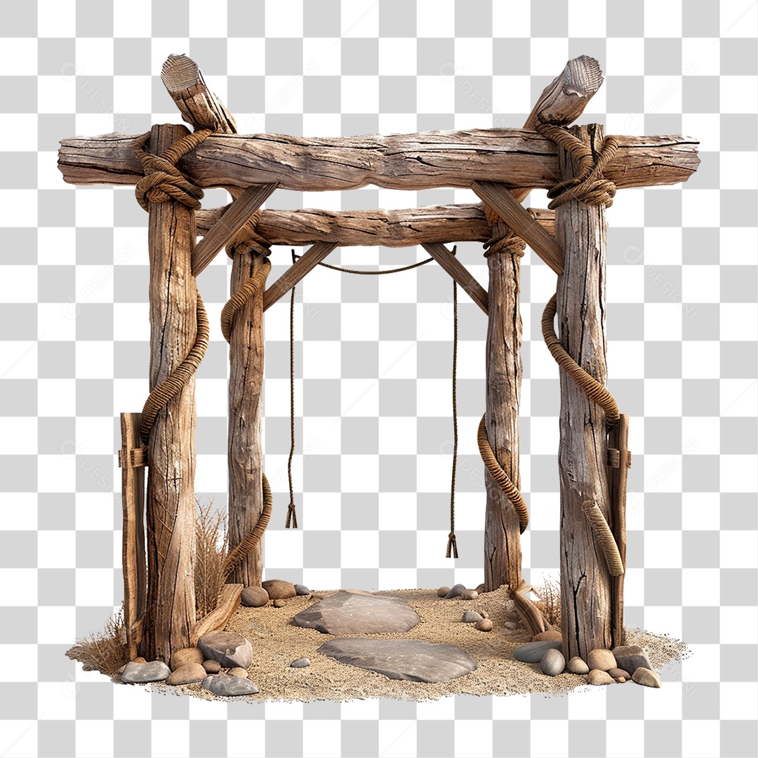 Portal de Madeira Entrada Cancela PNG Transparente