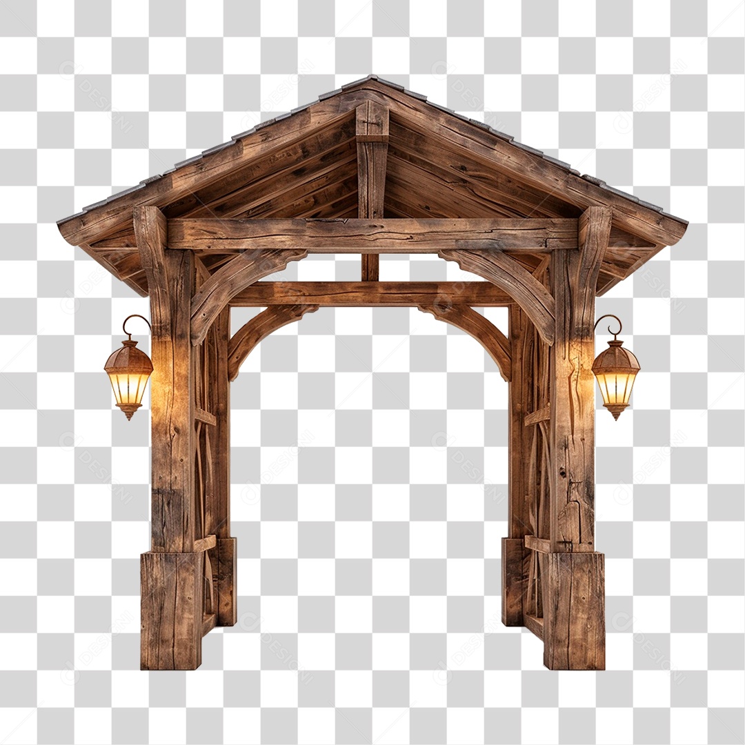Portal de Madeira Entrada Cancela PNG Transparente