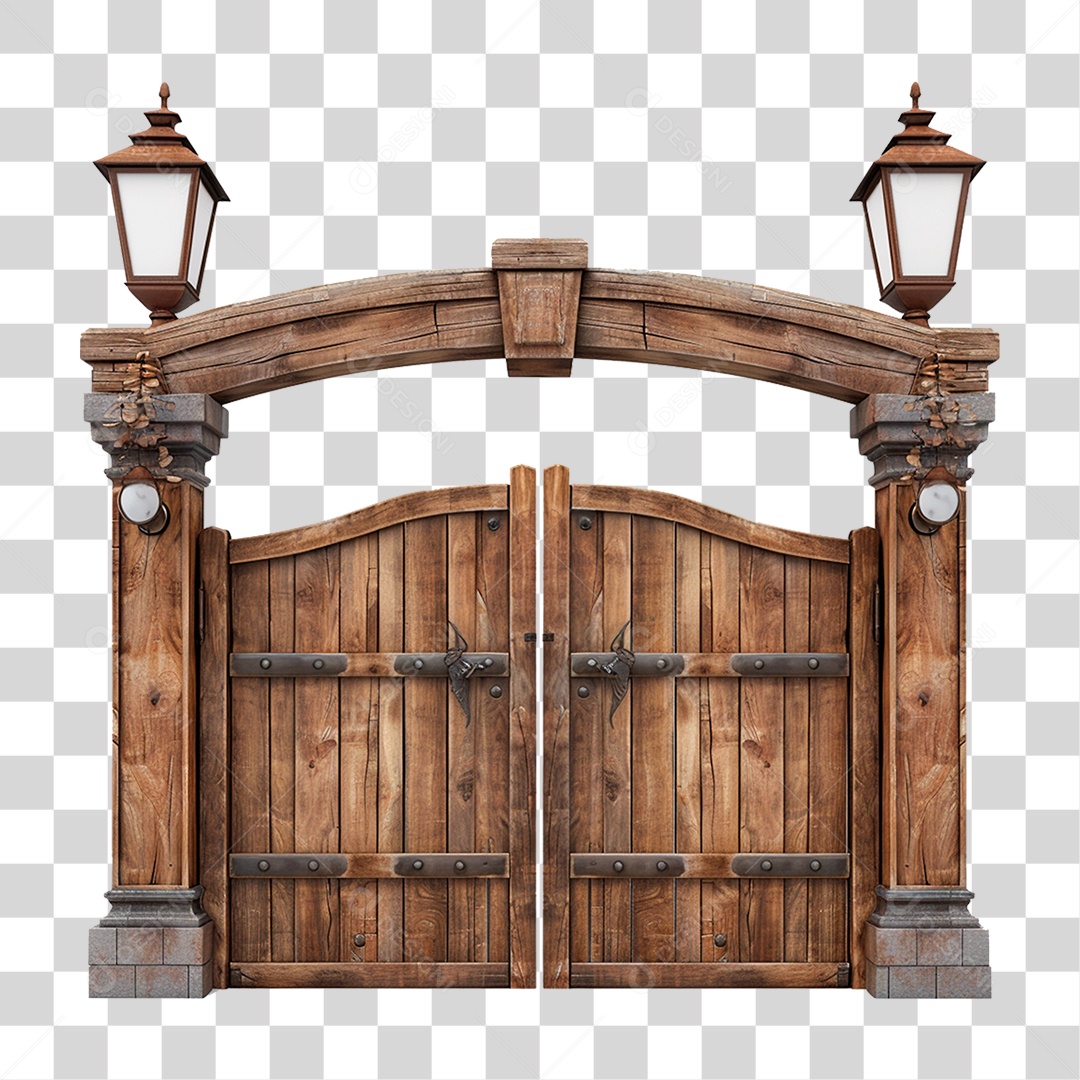 Portal de Madeira Entrada Cancela PNG Transparente