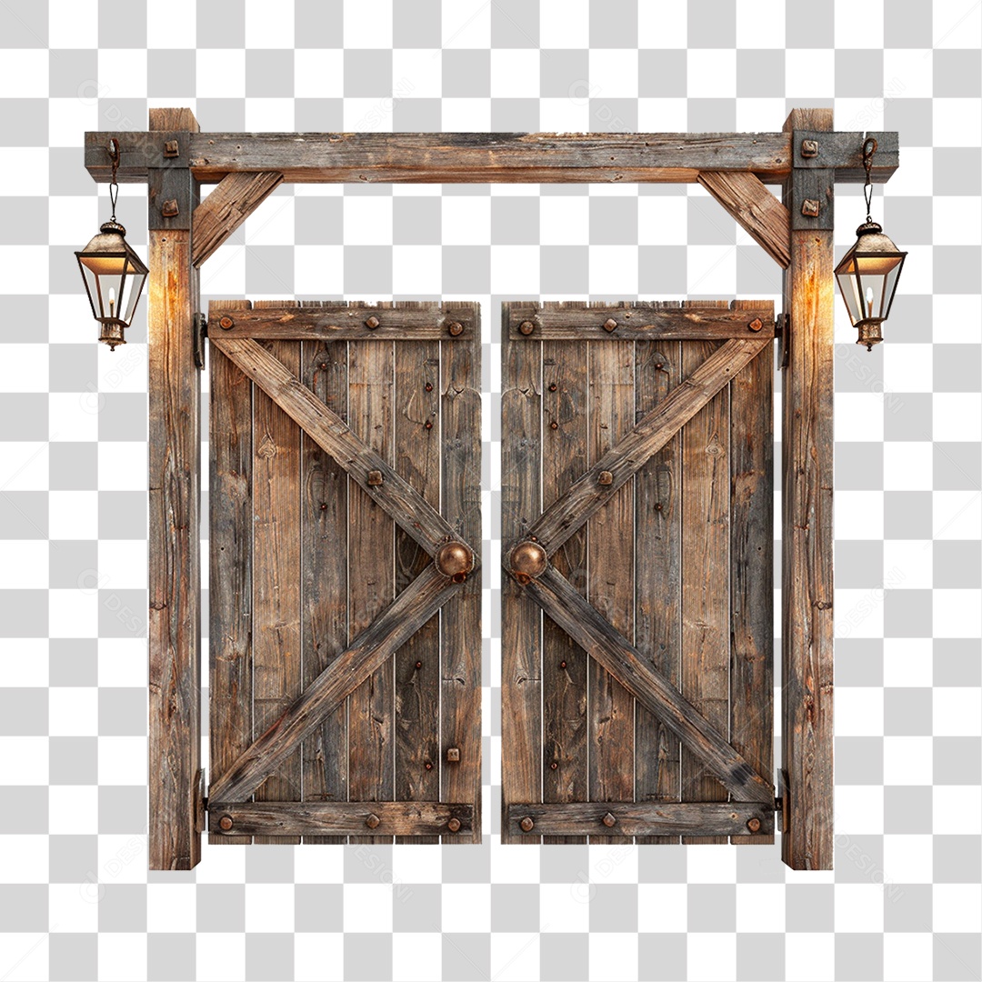 Portal de Madeira Entrada Cancela PNG Transparente